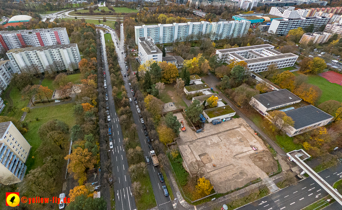 19.11.2022 - Luftbilder von der Baustelle an der Quiddestraße 'Haus für Kinder' in Neuperlach